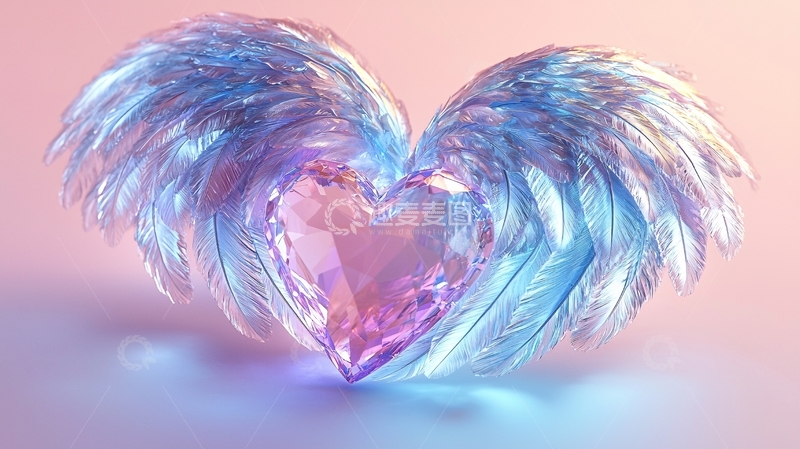 高清大图下载【趣麦麦图】水晶翅膀爱心