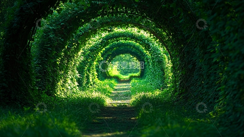 高清大图下载【趣麦麦图】绿树成荫的隧道