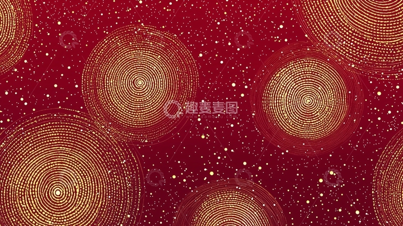 高清大图下载【趣麦麦图】红色背景金色圆圈