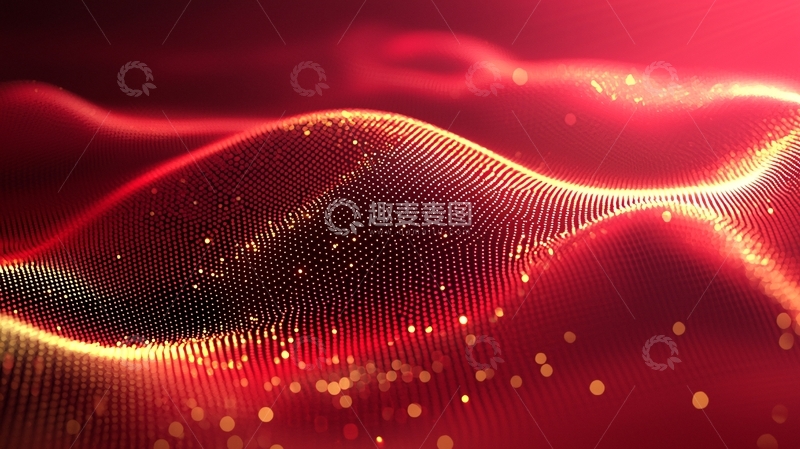 高清大图下载【趣麦麦图】红色粒子波浪