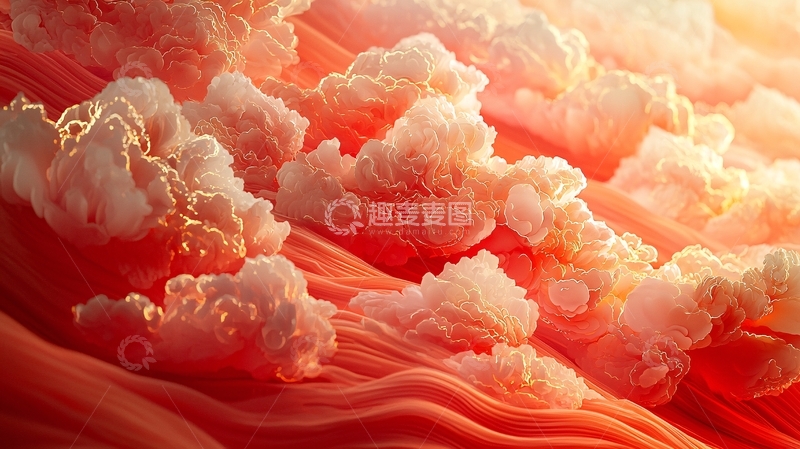 高清大图下载【趣麦麦图】橘红色云朵纹理背景