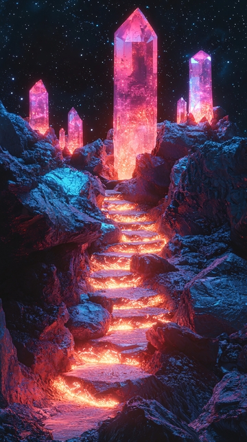 星空下的巨大水晶