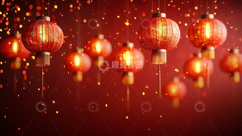 高清大图下载【趣麦麦图】红灯笼新年喜庆背景