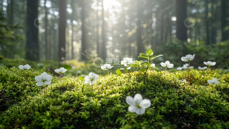 高清大图下载【趣麦麦图】森林清晨阳光11
