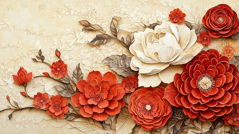 高清大图下载【趣麦麦图】红白玫瑰花纹理壁纸