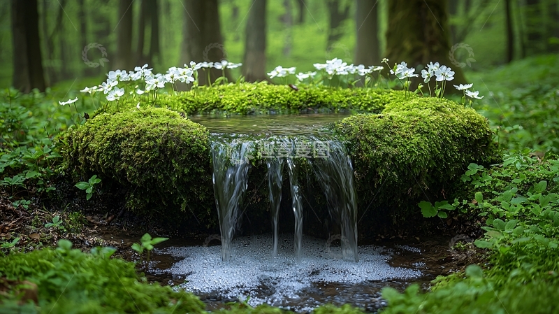 高清大图下载【趣麦麦图】森林小瀑布