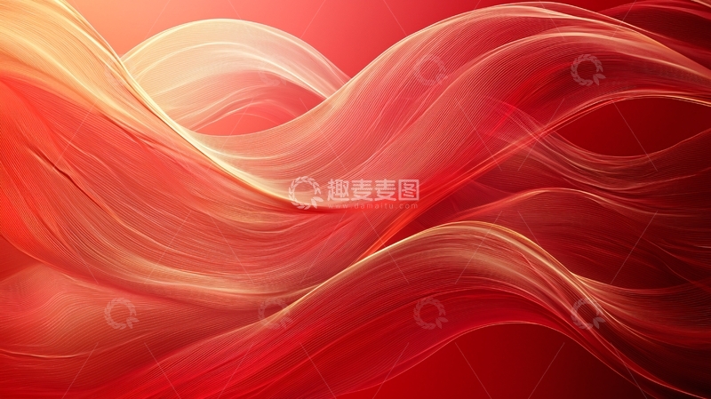 高清大图下载【趣麦麦图】红色丝绸般流畅曲线