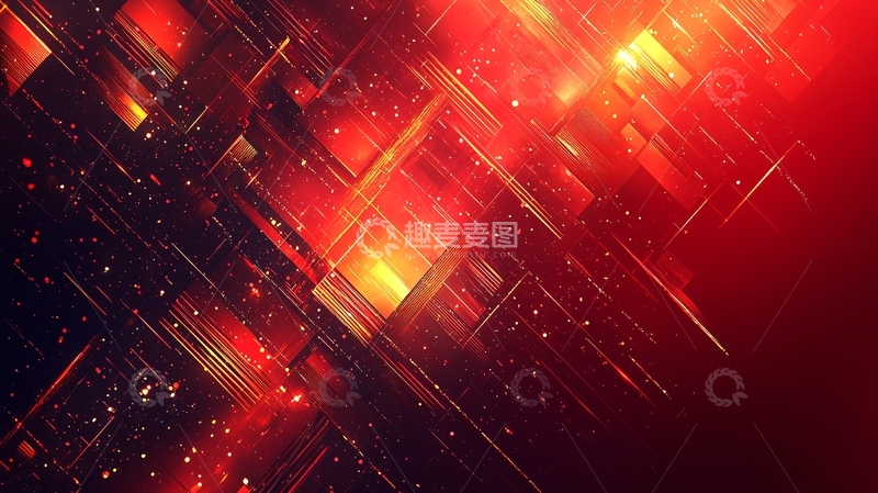 高清大图下载【趣麦麦图】抽象红色几何背景