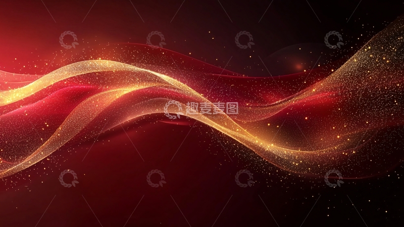 高清大图下载【趣麦麦图】红色金色波浪