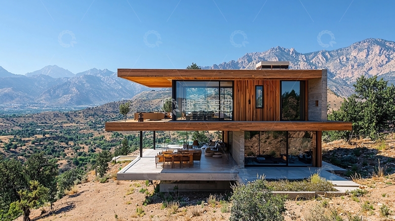 高清大图下载【趣麦麦图】山景现代木结构别墅