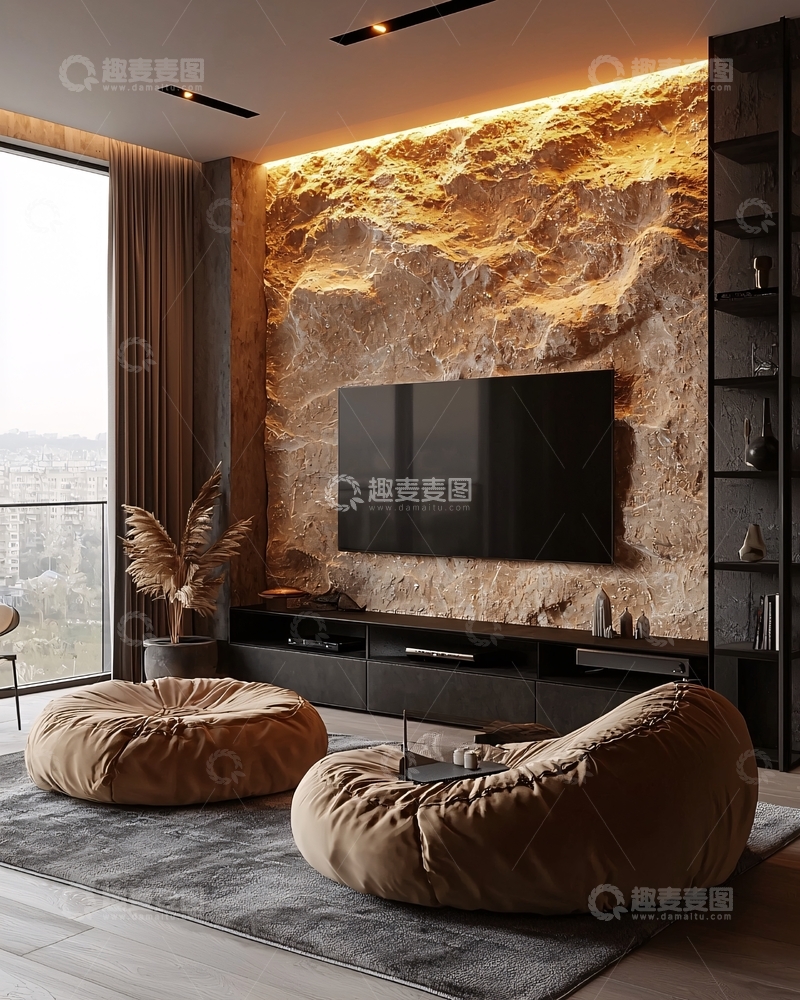 高清大图下载【趣麦麦图】现代轻奢客厅电视背景墙