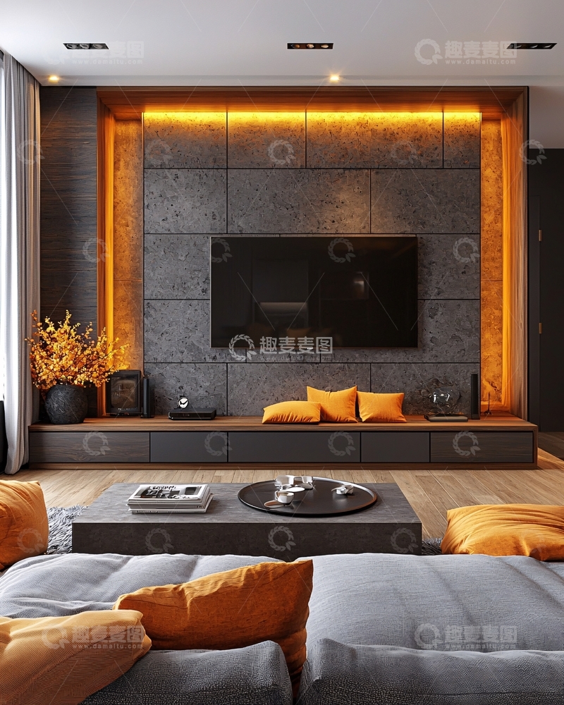高清大图下载【趣麦麦图】现代简约电视背景墙