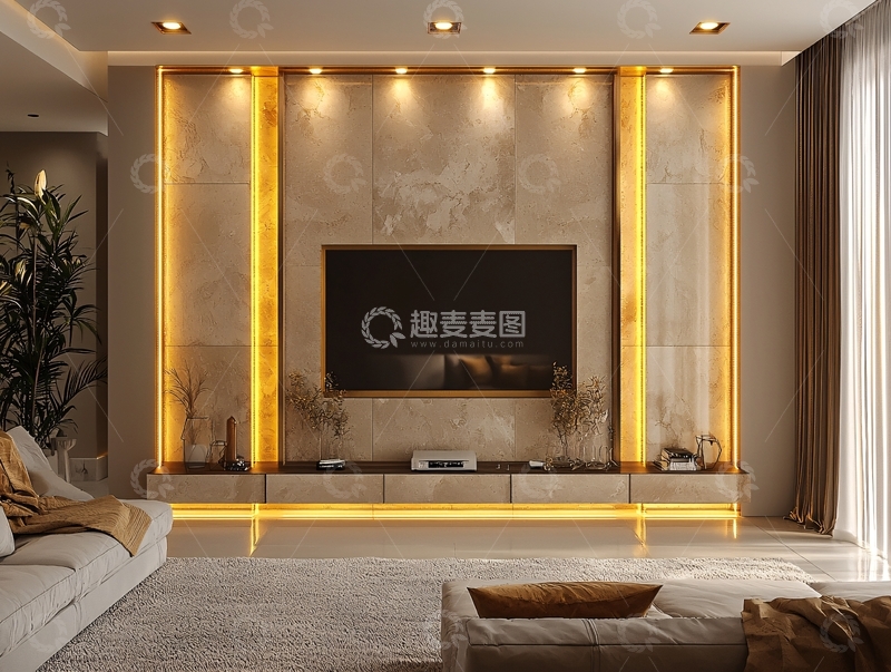 高清大图下载【趣麦麦图】现代轻奢电视背景墙