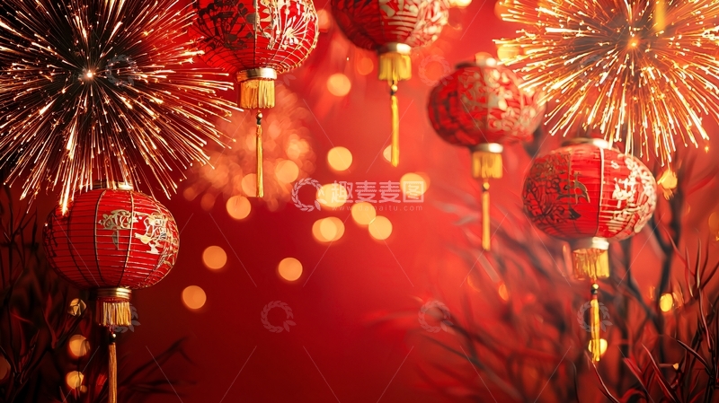 高清大图下载【趣麦麦图】红色中国风新年装饰