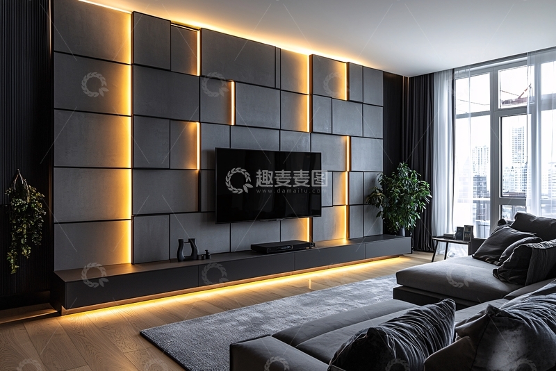 高清大图下载【趣麦麦图】现代简约电视背景墙