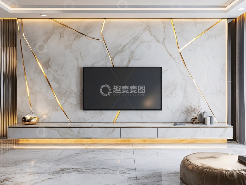 高清大图下载【趣麦麦图】大理石纹电视背景墙