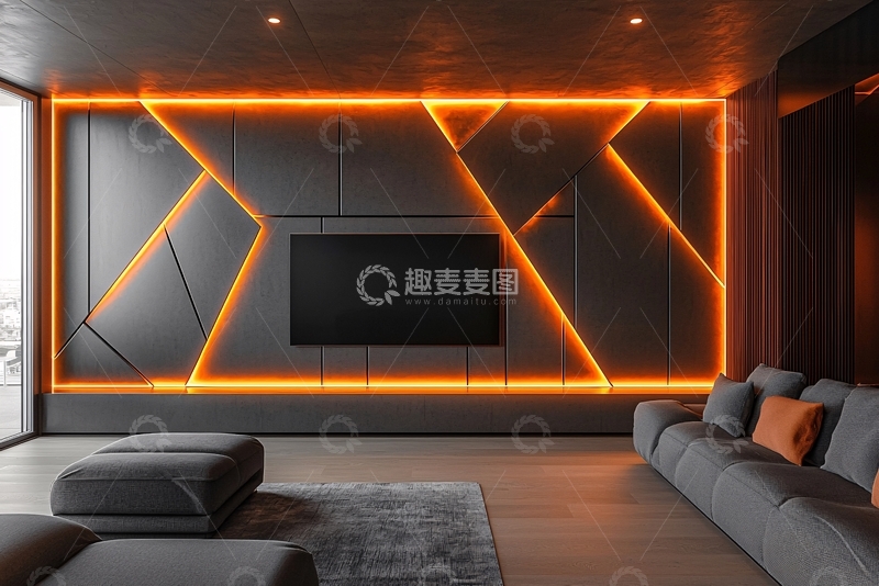 高清大图下载【趣麦麦图】现代风格电视背景墙