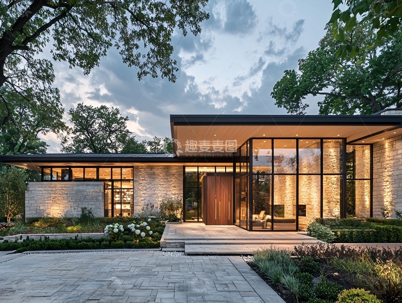 高清大图下载【趣麦麦图】现代风格别墅夜景