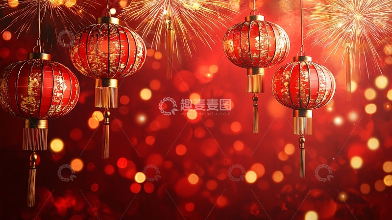高清大图下载【趣麦麦图】新年灯笼喜庆背景