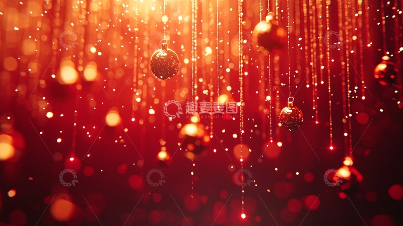 高清大图下载【趣麦麦图】红金色圣诞装饰背景