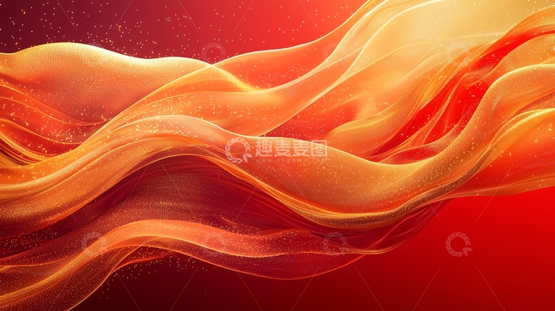 高清大图下载【趣麦麦图】飘逸的橙色丝绸布料