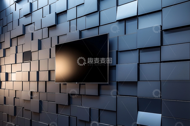 高清大图下载【趣麦麦图】电视墙立体方块背景