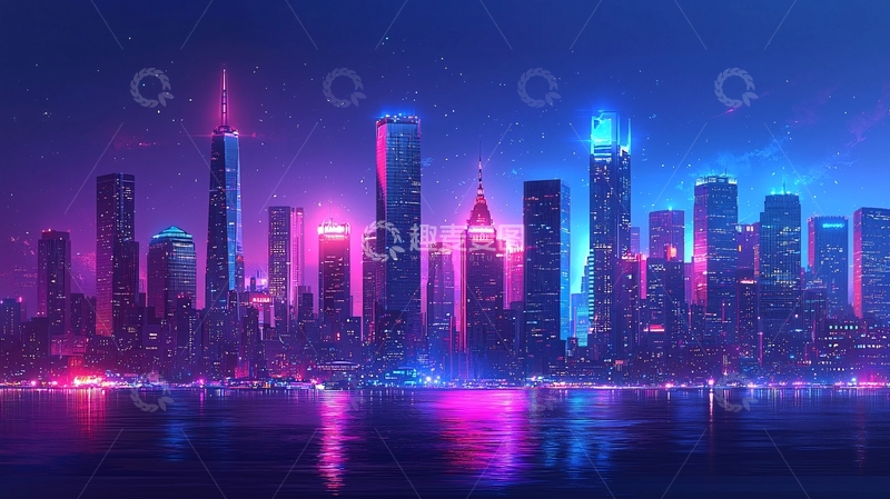 高清大图下载【趣麦麦图】未来感城市夜景