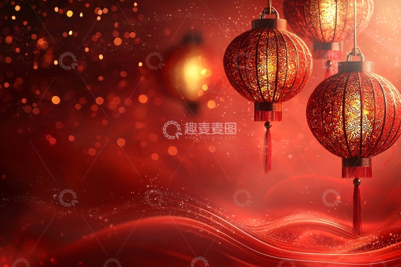 高清大图下载【趣麦麦图】红灯笼喜庆背景图