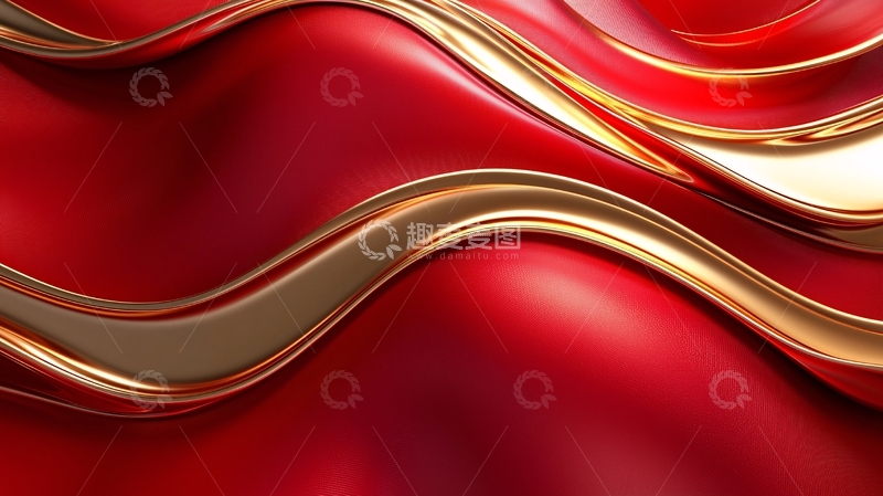 高清大图下载【趣麦麦图】红色金色波浪纹理