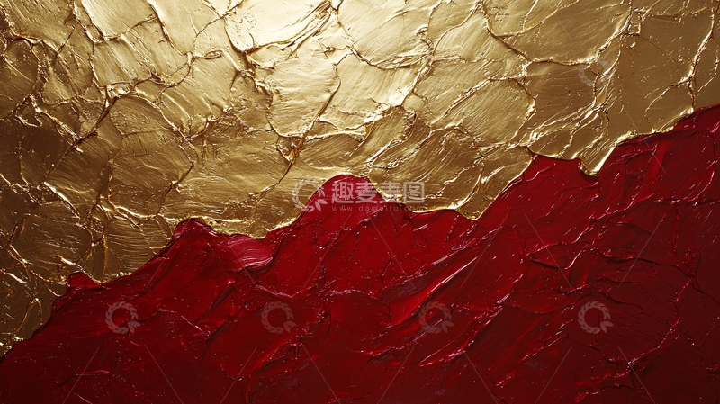 高清大图下载【趣麦麦图】金色红色肌理质感油画