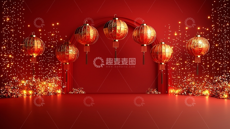 高清大图下载【趣麦麦图】红色喜庆中国风背景