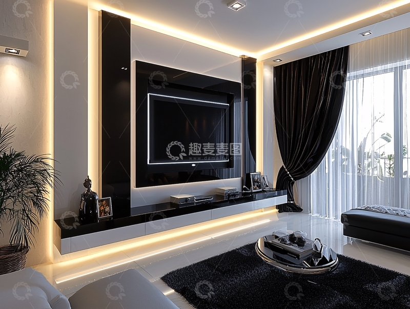 高清大图下载【趣麦麦图】现代简约电视背景墙