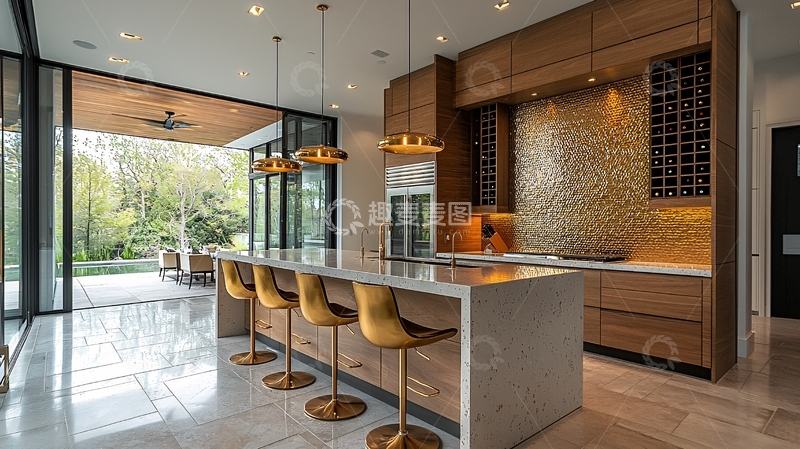 高清大图下载【趣麦麦图】现代轻奢开放式厨房