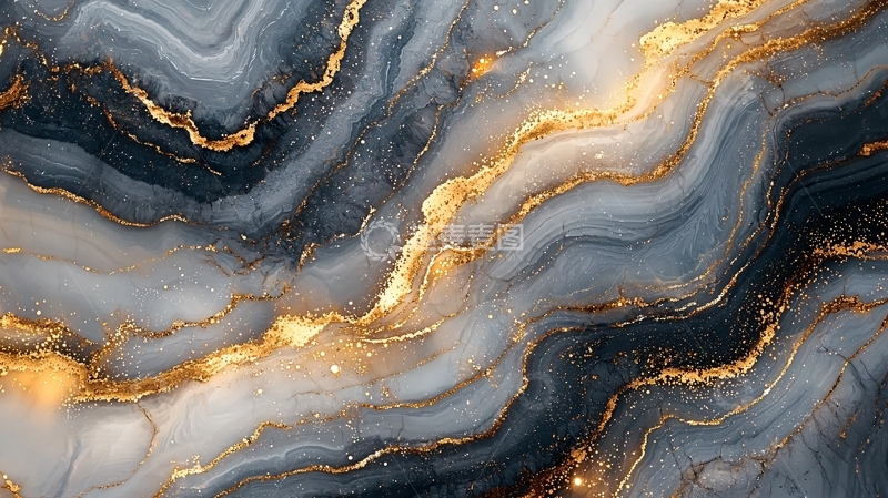 高清大图下载【趣麦麦图】灰色大理石纹理金箔背景