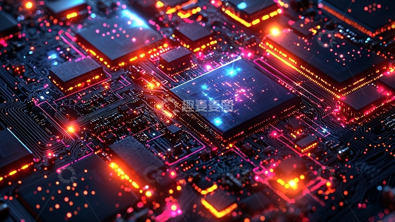 高清大图下载【趣麦麦图】科技感电路板芯片特写