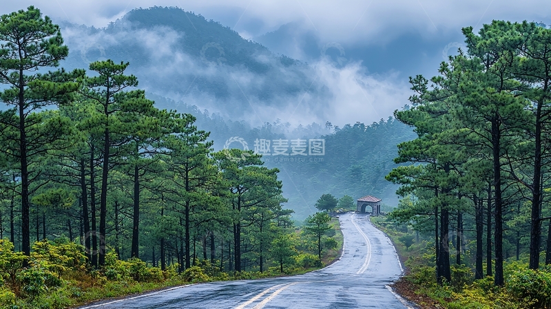 高清大图下载【趣麦麦图】雨后山路