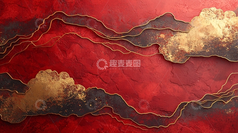 高清大图下载【趣麦麦图】红金抽象艺术背景