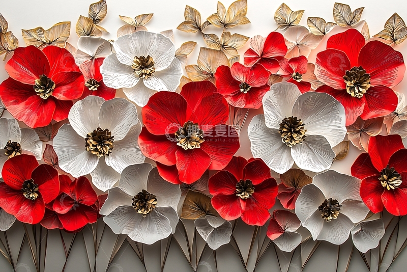 高清大图下载【趣麦麦图】红白花朵壁纸