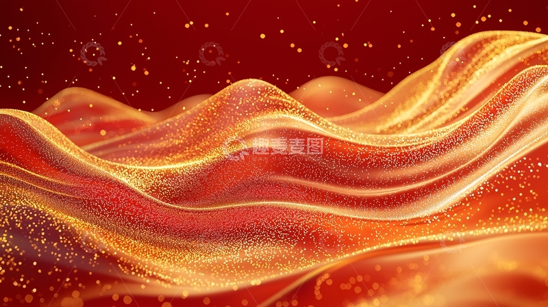 高清大图下载【趣麦麦图】红色金色波浪