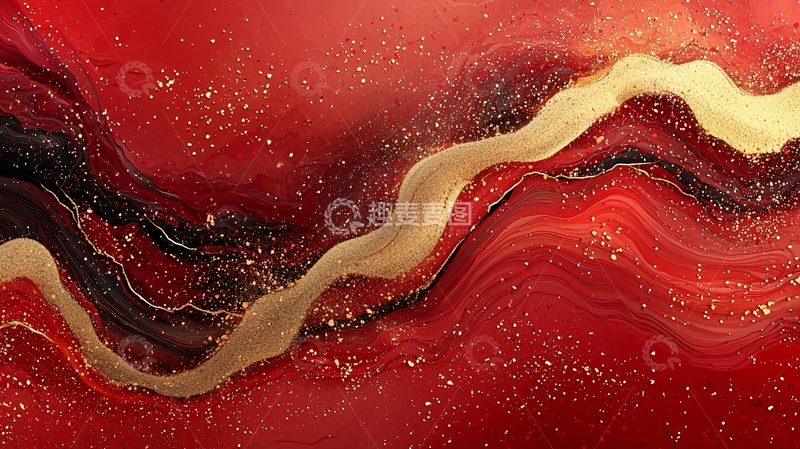 高清大图下载【趣麦麦图】红色金色液体流体纹理