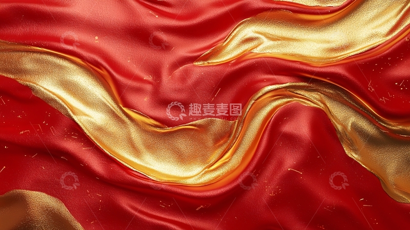 高清大图下载【趣麦麦图】红色金色丝绸纹理
