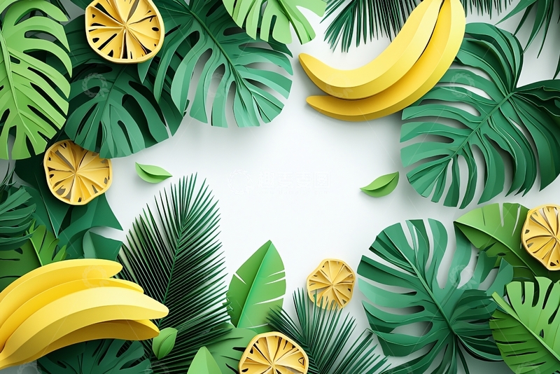 高清大图下载【趣麦麦图】热带水果纸艺边框