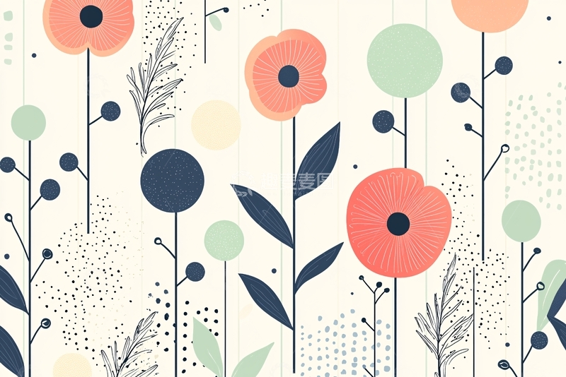 高清大图下载【趣麦麦图】抽象花卉图案