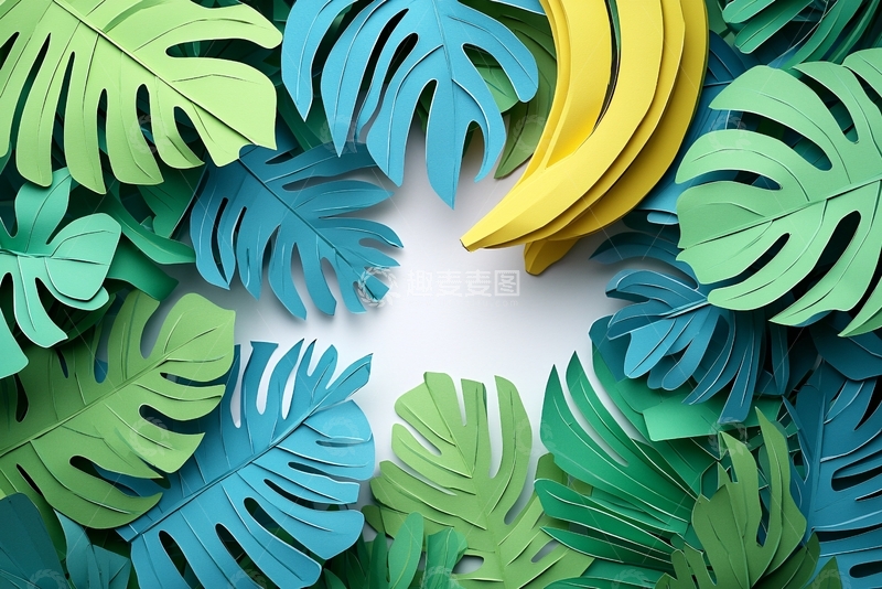 高清大图下载【趣麦麦图】热带雨林风格纸艺香蕉