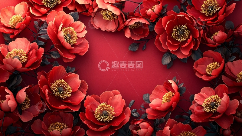 高清大图下载【趣麦麦图】红色花朵爱心形状