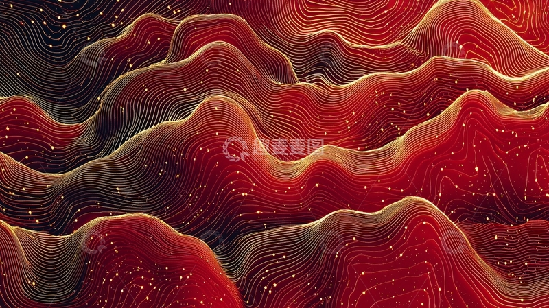 高清大图下载【趣麦麦图】抽象红色波浪纹理