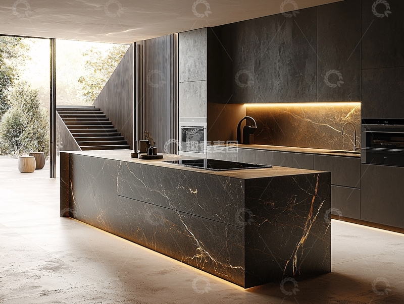 高清大图下载【趣麦麦图】极简风厨房岛台