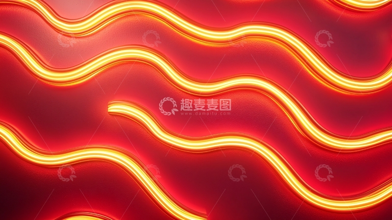 高清大图下载【趣麦麦图】红色霓虹灯波浪线背景