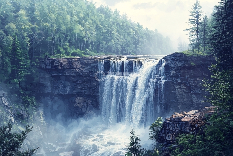 高清大图下载【趣麦麦图】壮丽瀑布森林景观