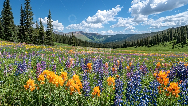 高清大图下载【趣麦麦图】高山野花花海